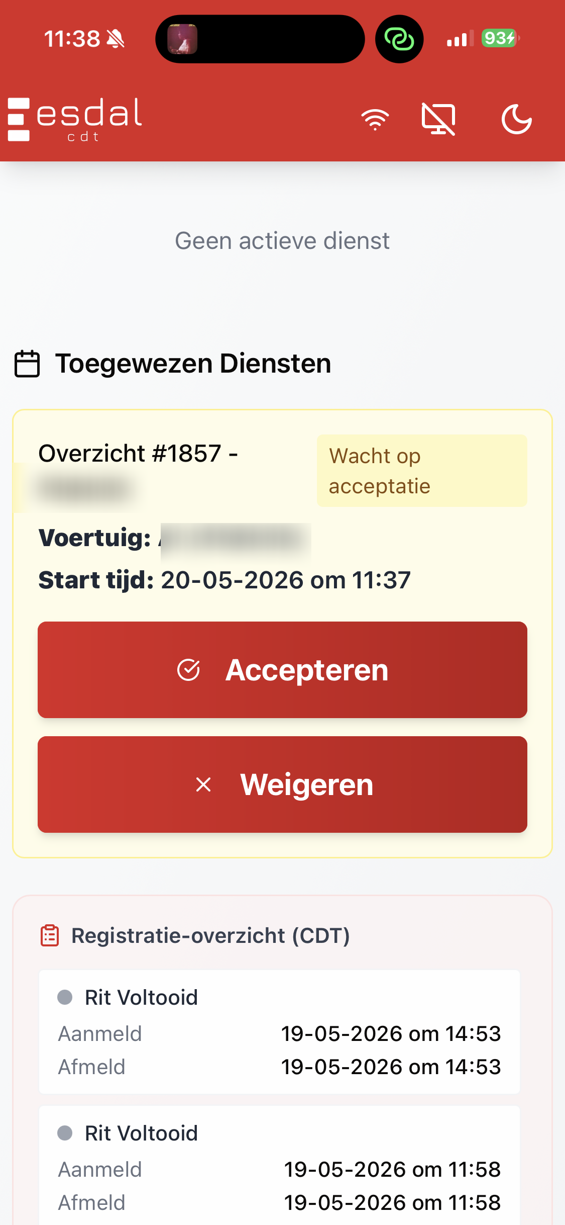 1. Dienst toegewezen